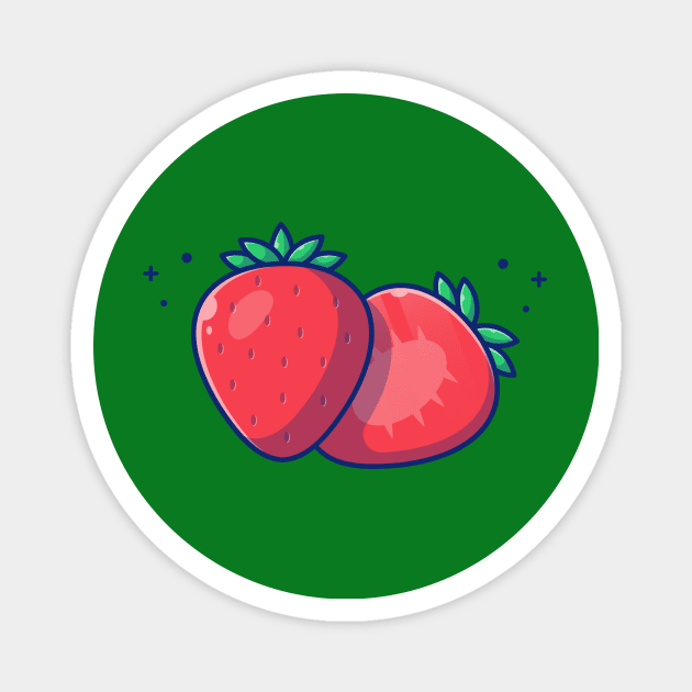 Strawberry And Slices Of Strawberry Cartoon Magnet by Catalyst Labs